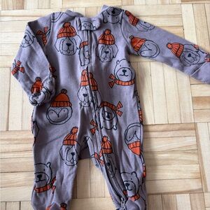 Carter's Gray and Orange Bear Print Footie